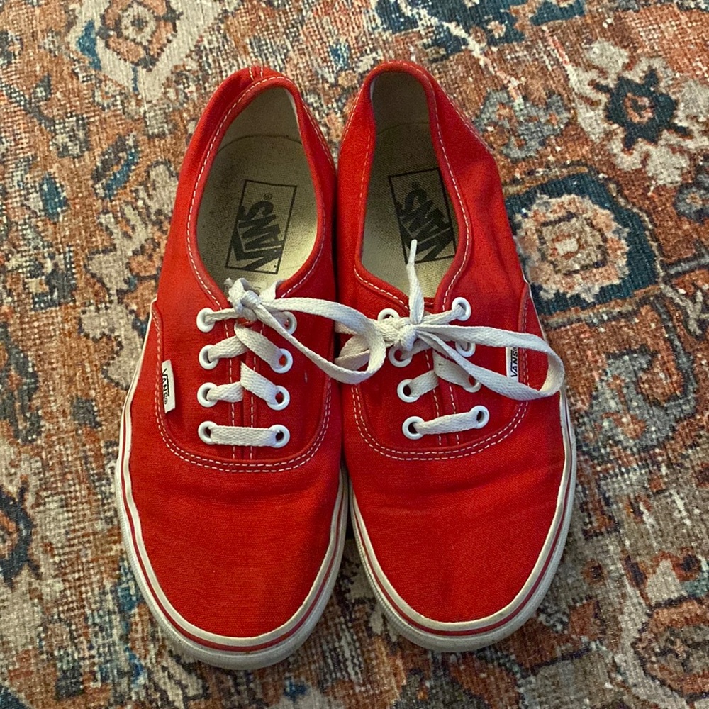 Red Vans.